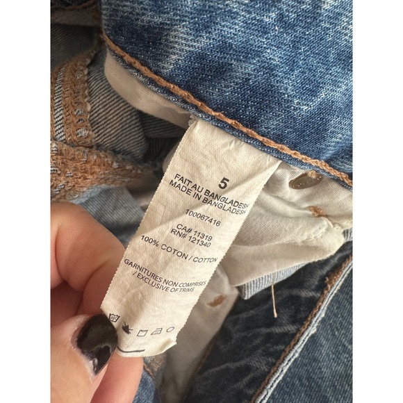 GARAGE DENIM Wide Leg Jeans High Rise Skater Blue Raw Hem Size 5 Long - Picture 6 of 6